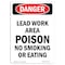 Signmission OSHA Sign, Prtrait Lead Work Area Poison No Smoking Eating, 10in X 7in Plastic, 7" W, 10" L, Prtrait OS-DS-P-710-V-1421 - alternate 1